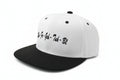 Snapback Hat in Black/White with UHN-FR-GEH-TUH-BL script logo