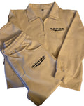 Quarter Zip Sweatsuit in Cream with the UHN-FR-GEH-TUH-BL logo