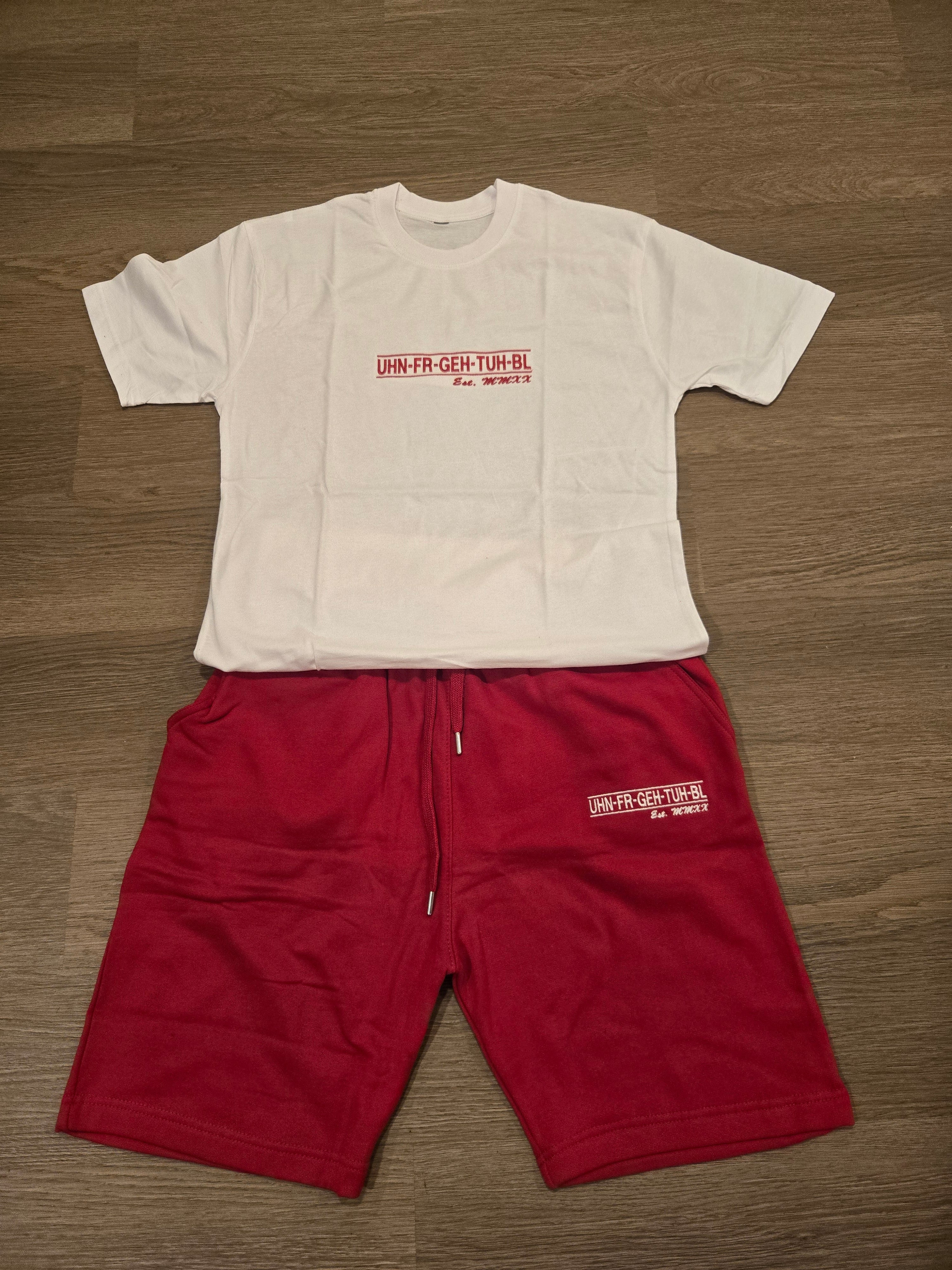 Short Sets in various colors with the UHN-FR-GEH-TUH-BL logo (Red and White)