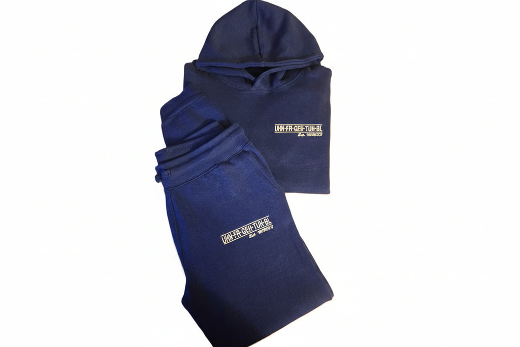 Youth Sweatsuit with UHN-FR-GEH-TUH-BL logo